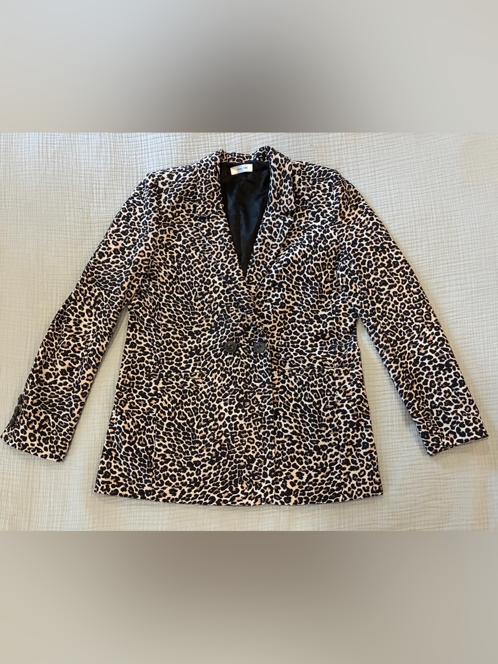 Anine Bing Leopard Print Double Breasted Blazer Size S